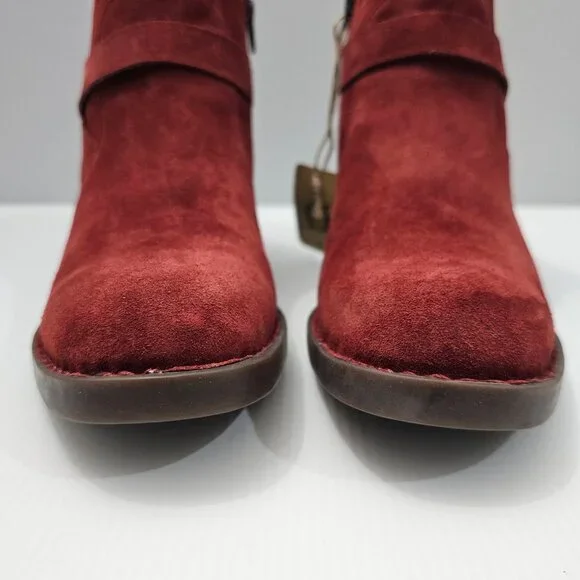 NEW Born Tori Ankle Bootie Western Dark Red Suede Leather Size 8 - Picture 5 of 14